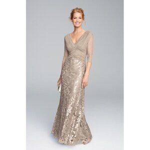 Tadashi Shoji Evening Gown Sequin Lace Mother Of The Bride Wmn 12 Wedding